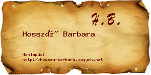 Hosszú Barbara névjegykártya